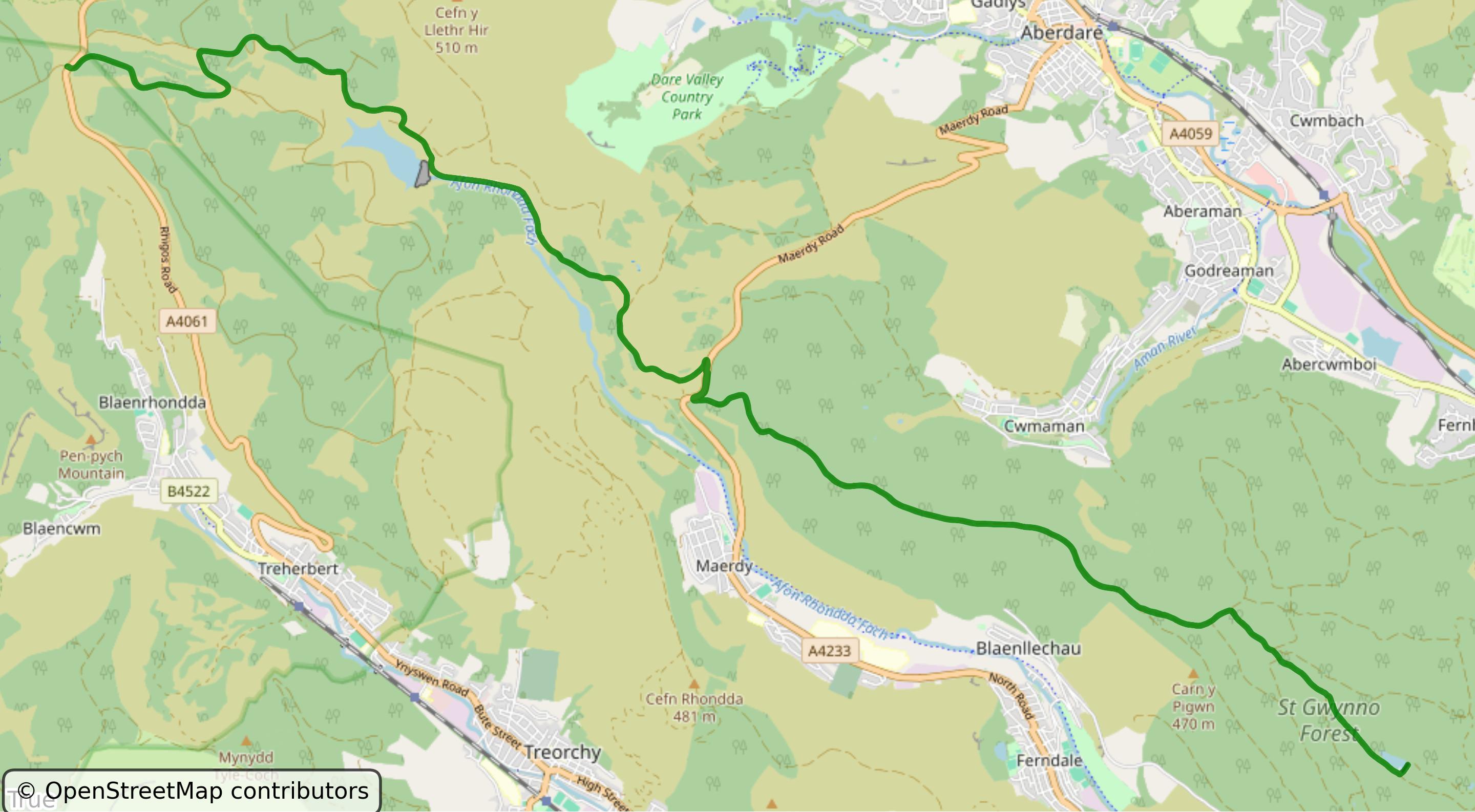 Rhigos Top To Clydach Reservoir Route And Return